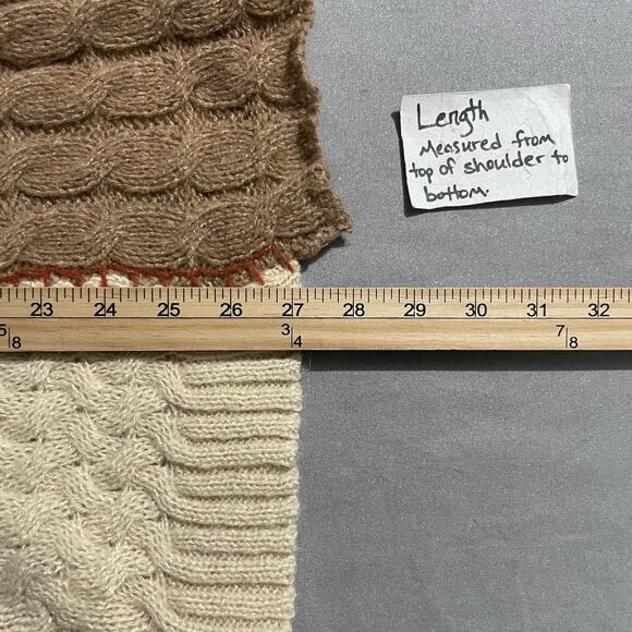 Hippie Fisherman Size Large Colorblock Cardigan Lagenlook Boho Artsy Cable Knit - Picture 10 of 10